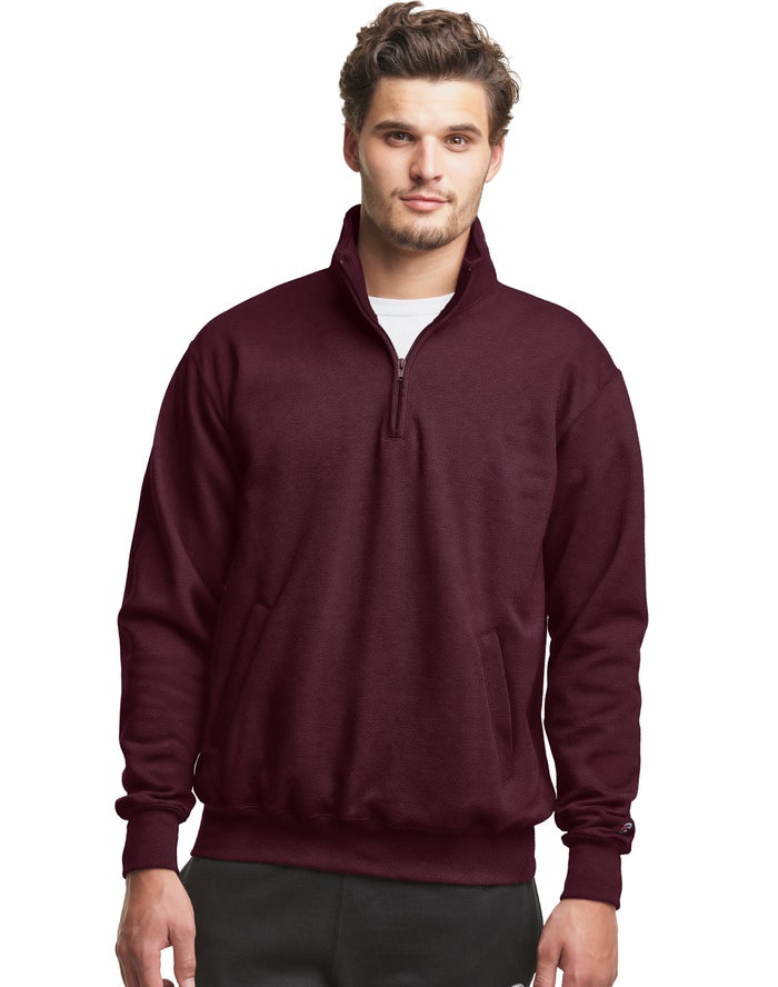 Sudadera Champion Hombre - Powerblend Fleece 1/4 Zip With Pockets ( Rojas Oscuro ) 9187302-MG